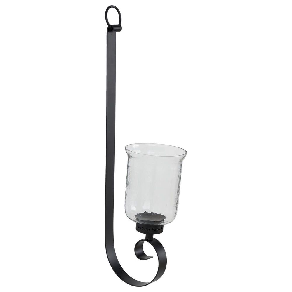 Maple and Jade 31" Handmade Pillar Scroll Indoor/Outdoor Wall Sconce in Matte Black and Clear, , large