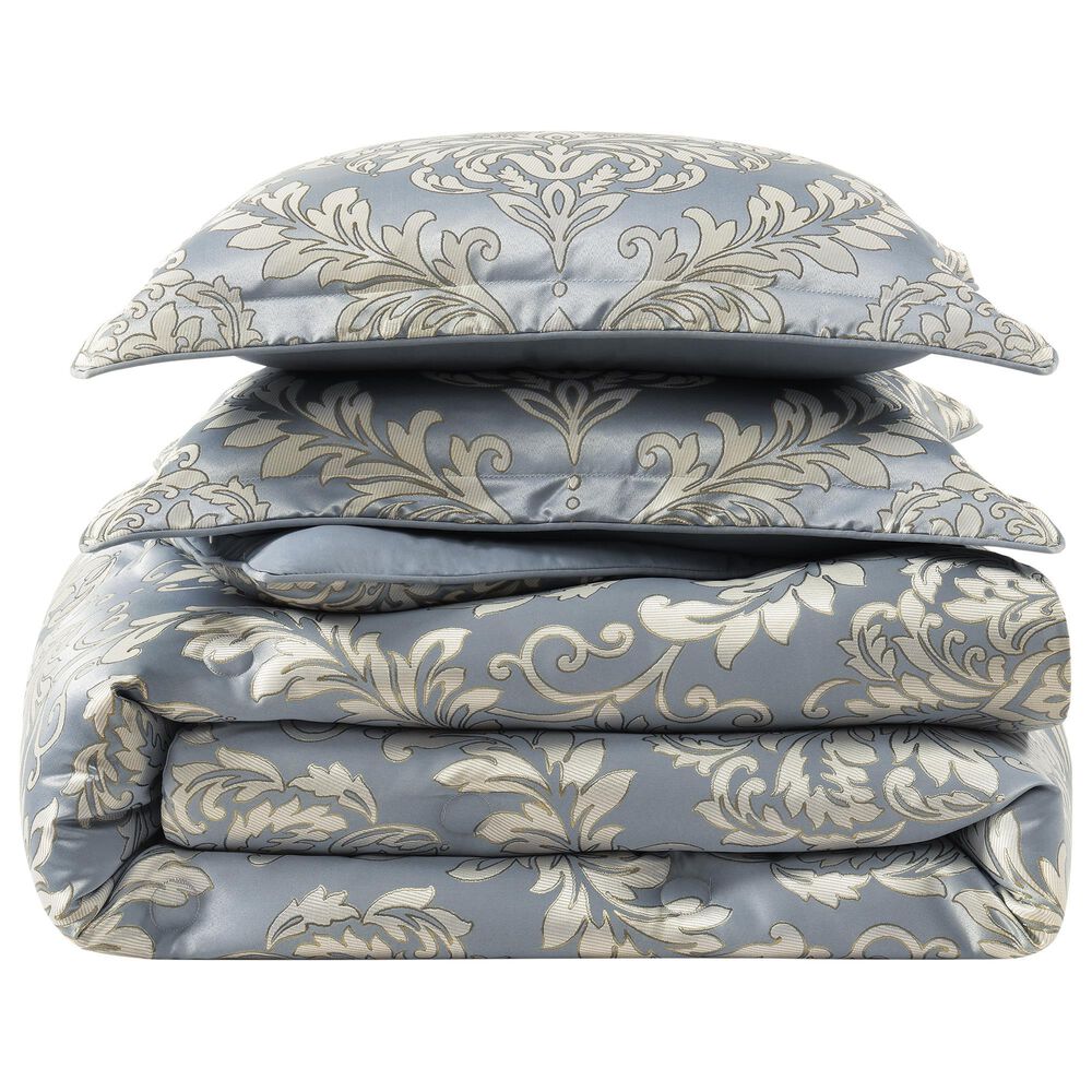 Royal Court Lorenzo 3-Piece Full/Queen Comforter Set in Blue and Cream, , large