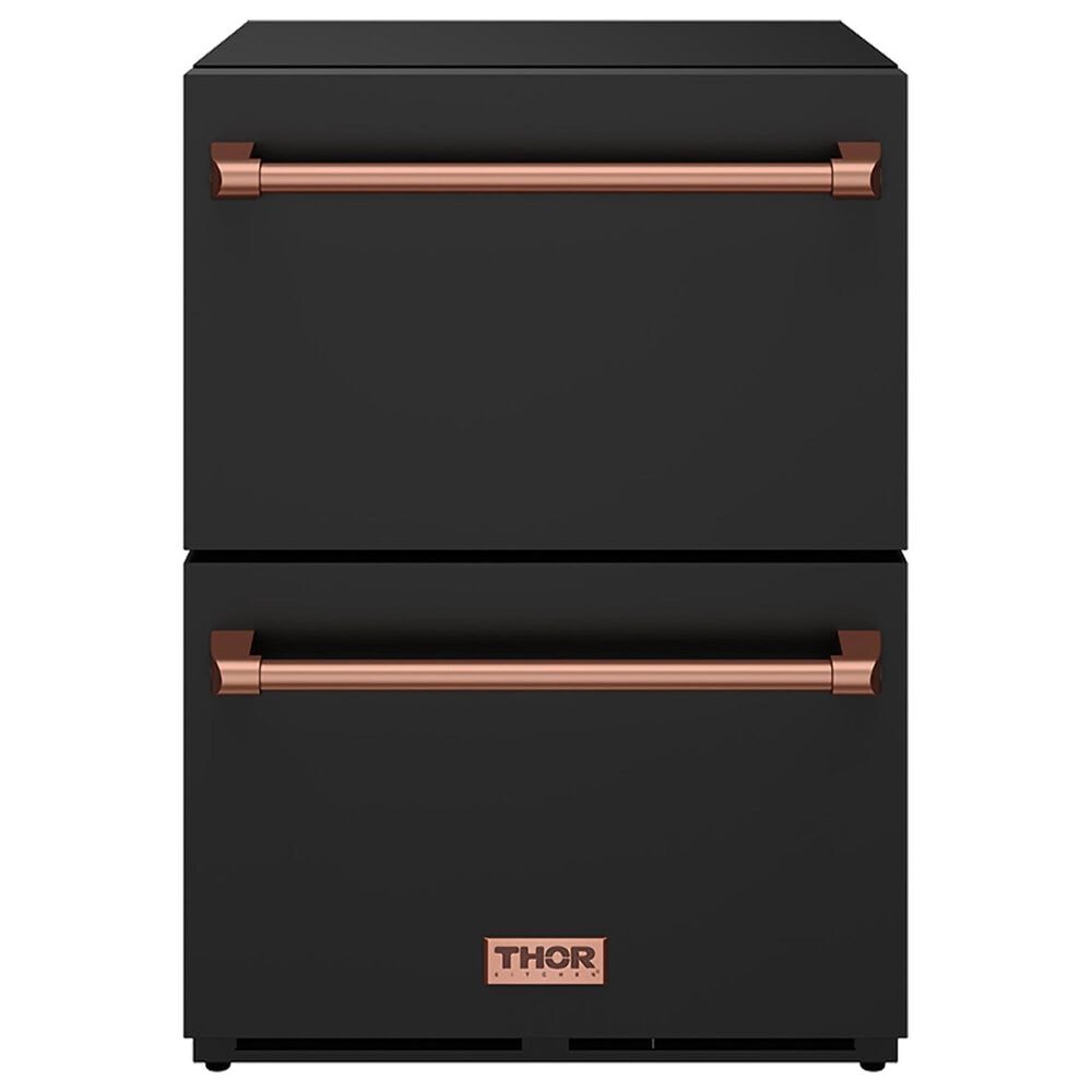 Thor Kitchen Gordon Ramsay 5.4 Cu. Ft. Undercounter Drawer Freezer with Rose Gold Handle Kit in Black, , large