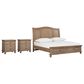 Riva Ridge Oxford Queen Sleigh Storage Bed with Two Nightstands in Tan with USB Ports, , large