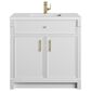 James Martin Bellshire 36" Single Bathroom Vanity in Bright White with Single Hole 3 cm White Zeus Silestone Top and Rectangular Sink, , large