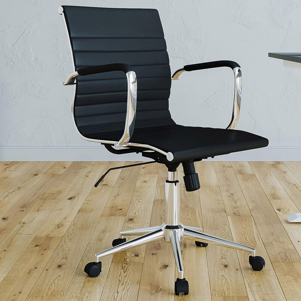 Techni Sport Modern Medium Back Executive Office Chair in Black, , large