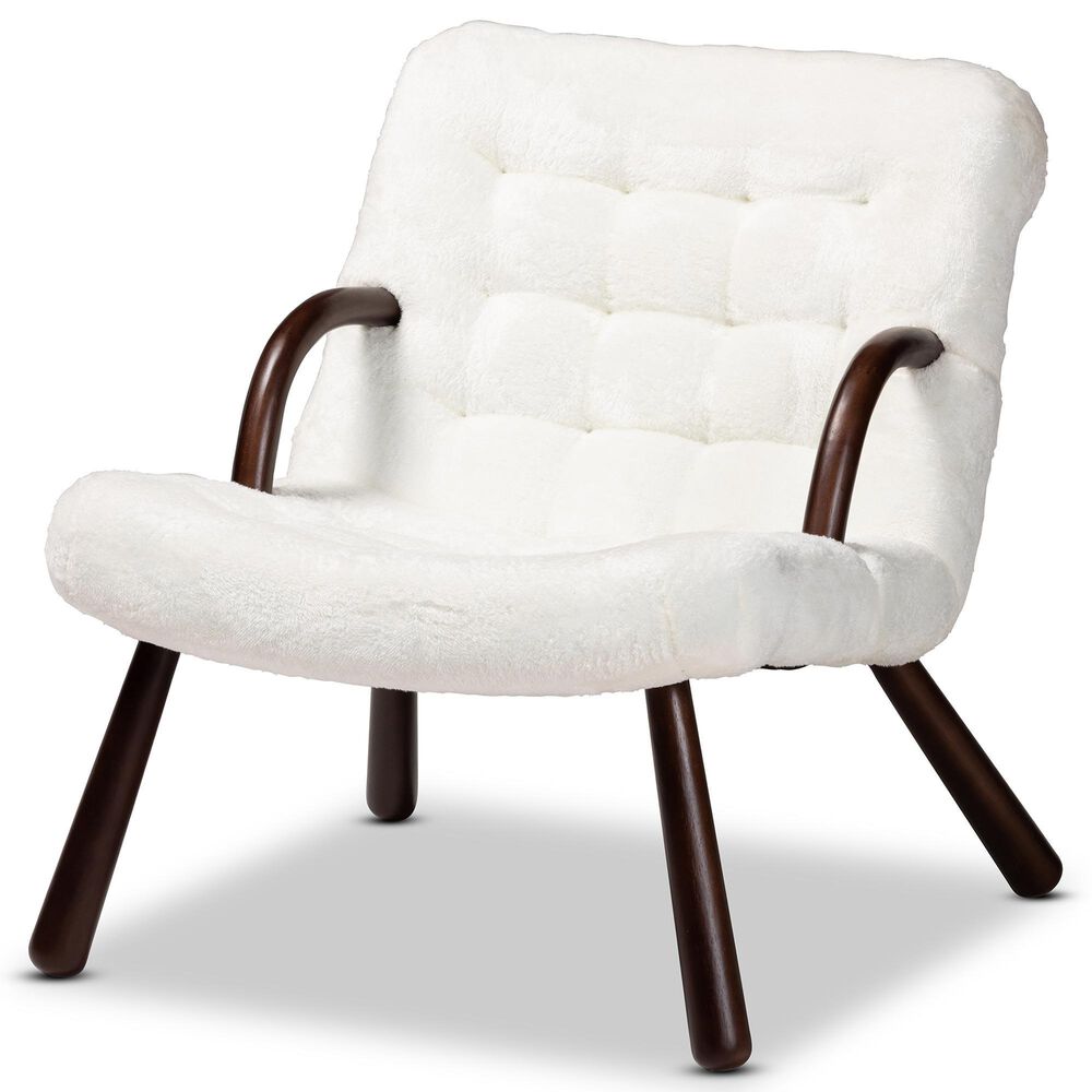 Baxton Studio Eisa Accent Chair in White, , large