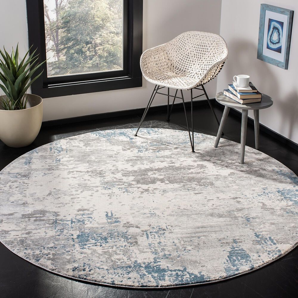 Safavieh Invista INV481F 6&#39;7&quot; Round Grey and Blue Area Rug, , large