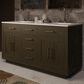 Lexora Home Abbey 60" Double Bathroom Vanity in Brown Oak with 2 cm White Quartz Top and Rectangular Sinks, , large