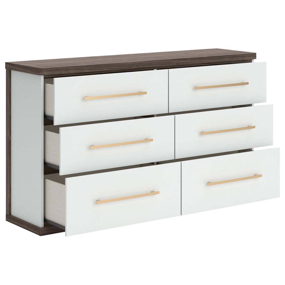 Ashley Kendanport King Bed with Dresser and Nightstand in Brown and White, , large