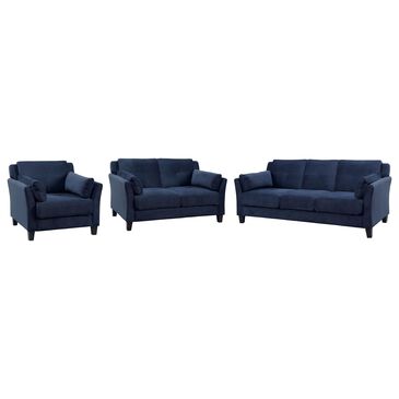 Furniture of America Babcock 3-Piece Living Room Set in Navy, , large