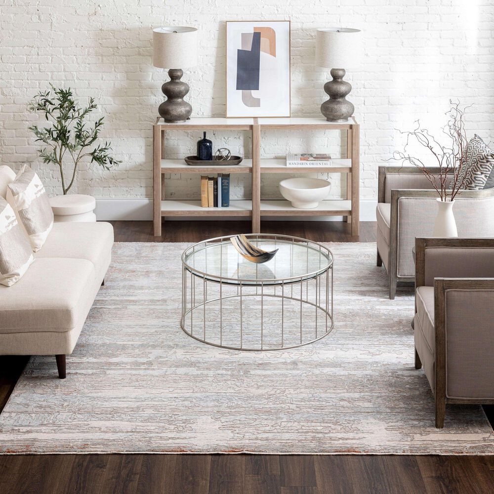 Karastan Solitude Silk Road 7&#39;10&quot; x 10&#39;3&quot; Cream Dark Grey Area Rug, , large