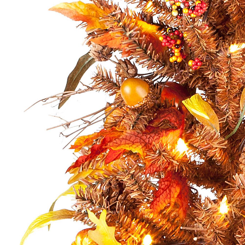 The Gerson Company 46&quot; Pre-Lit Porch Tree with Pumpkins, Pinecones, and Berries in Orange, , large