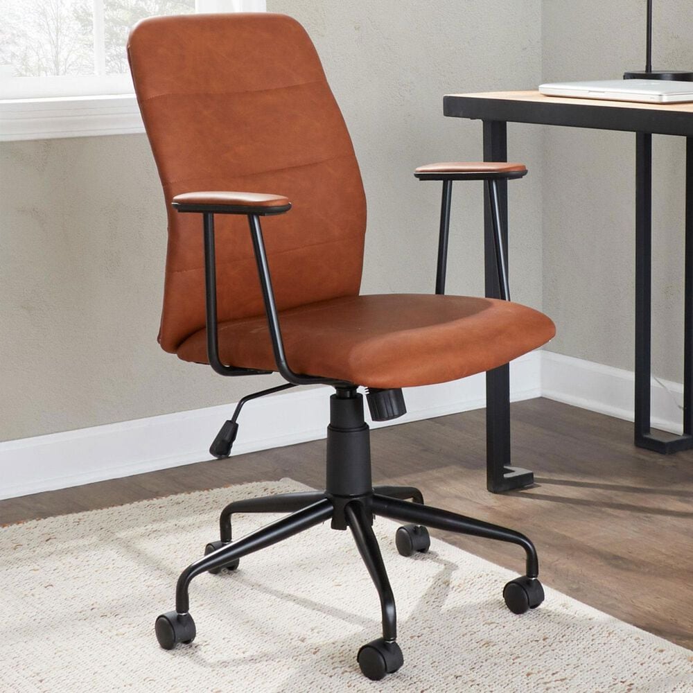 Lumisource Fredrick Office Chair with Brown Cushion in Black, , large