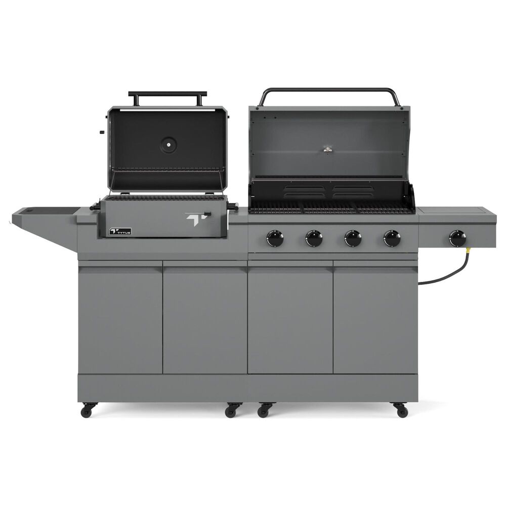 Tytus Anaheim and Emberwood 3-Piece Modular Duo with Charcoal Grill in Gunmetal Gray, , large