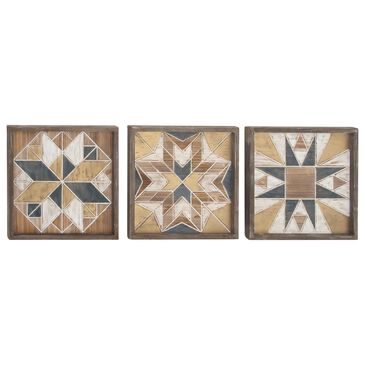 Maple and Jade 15" x 15" Farmhouse Abstract Wall Decor in Brown, Gray and White (Set of 3), , large