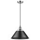 Golden Lighting Orwell 1-Light Wide Large Pendant with Matte Black Shade in Pewter, , large