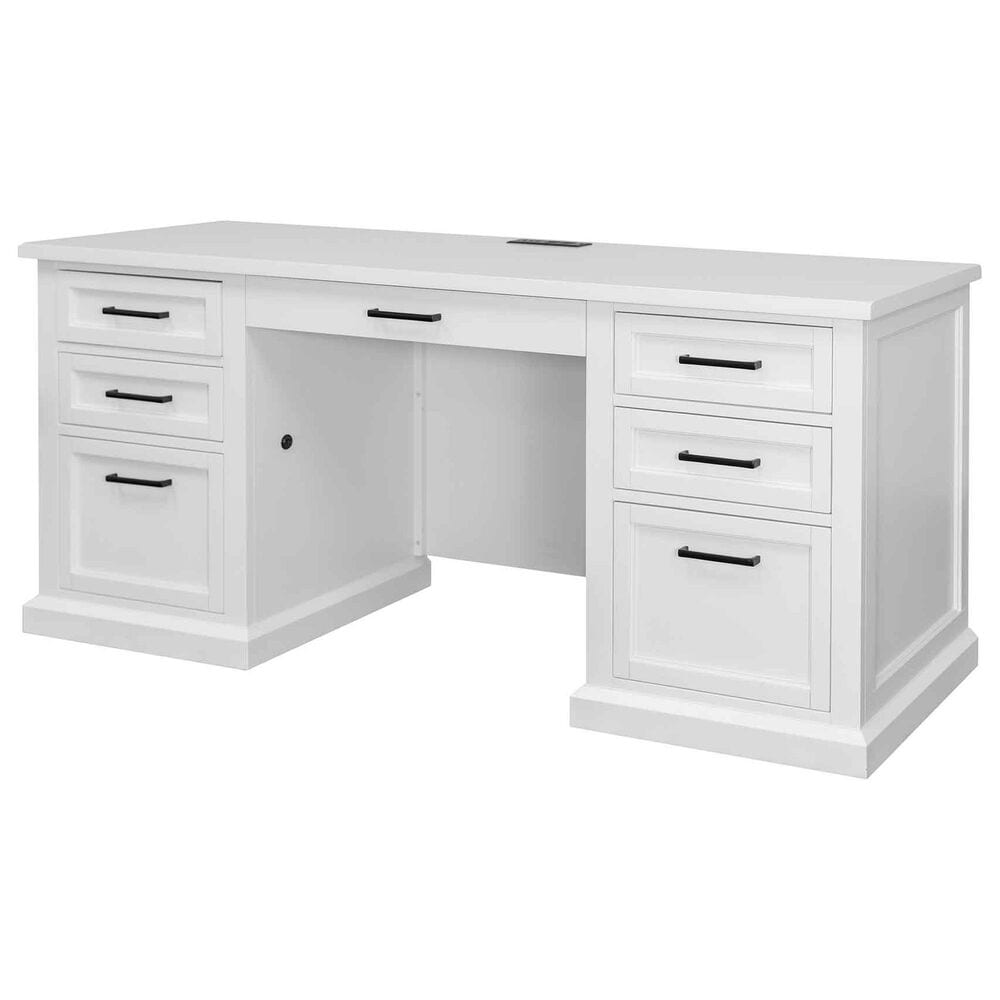 Wycliff Bay Abby Credenza Desk with Hutch in White, , large
