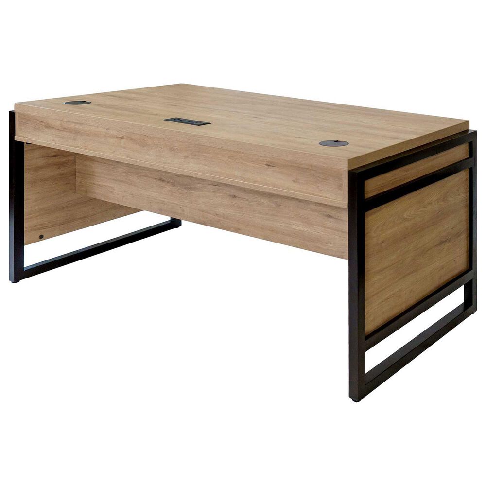 Wycliff Bay Mason 3-Drawer Writing Desk in Monarca and Dark Bronze, , large