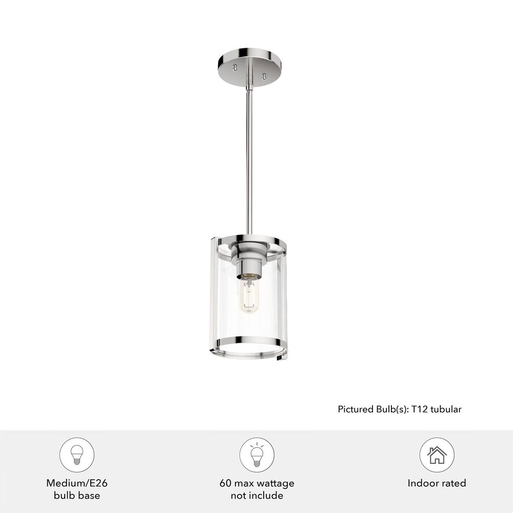 Hunter Astwood 1-Light Mini Pendant in Polished Nickel, , large