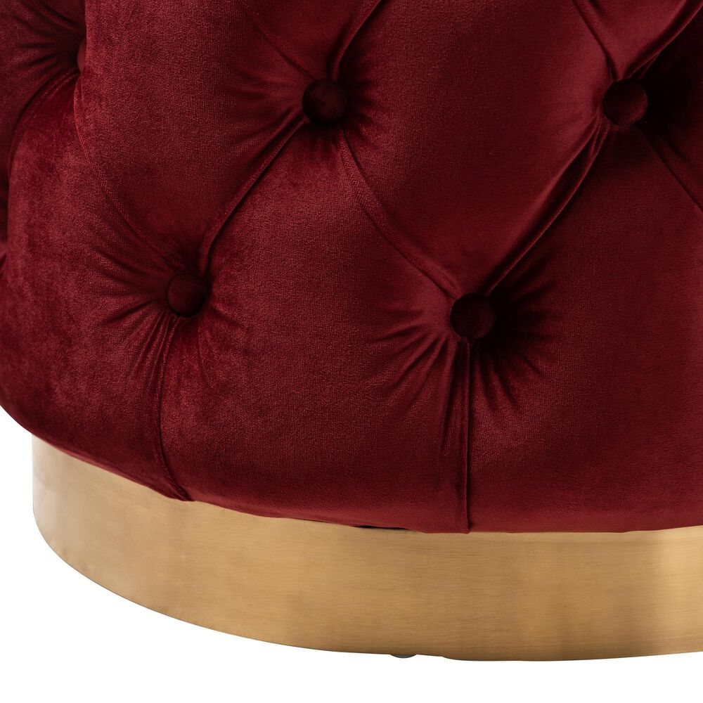 Baxton Studio Valeria Ottoman in Burgundy, , large