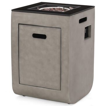 Noble House Adio 19.5" Square Patio Fire Column in Black and Light Gray, , large