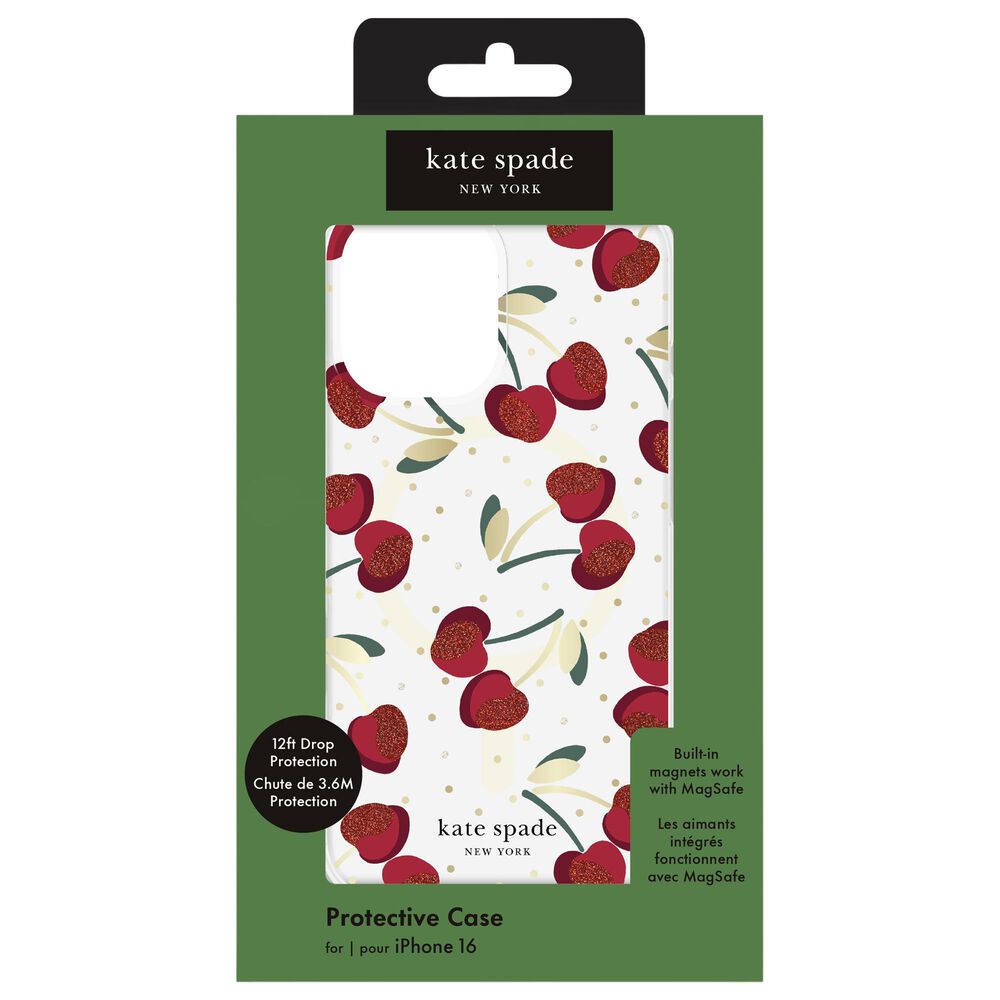 Kate Spade Protective MagSafe Case for iPhone 16 in Cherry Dot, , large
