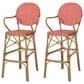 Hearth and Haven Outdoor Wicker French Barstool with Curved Design in Red (Set of 2), , large
