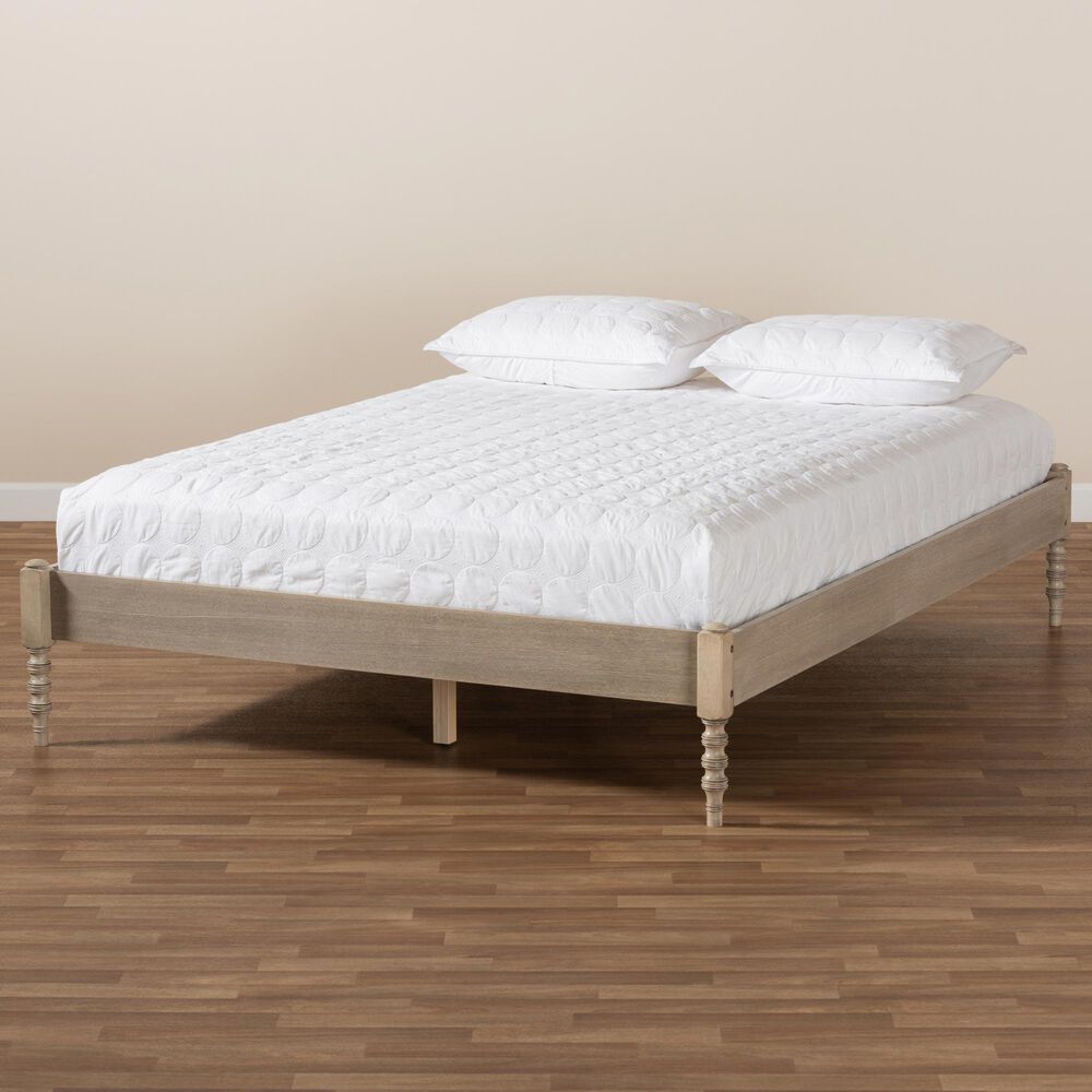 Baxton Studio Cielle Queen Platform Bed Frame in Antique White, , large