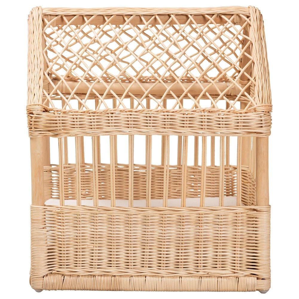 Baxton Studio Pieta Rattan Pet Bed with Removable Cushion in Natural Brown, , large