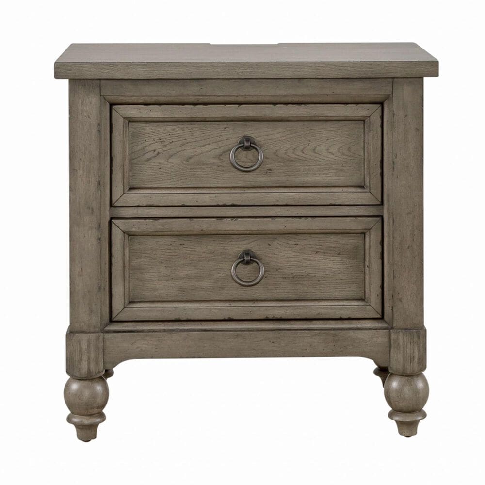 Belle Furnishings Americana Farmhouse 2 Drawer Nightstand in Dusty Taupe and Black, , large