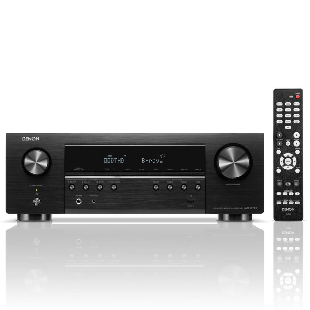 Polk 12&quot; Subwoofer + 6.5 Floorstanding Tower Speaker + 5.25 Center Channel Speaker + Denon 5.2 Channel AV 8K Receiver with HEOS Built-in in Black, , large