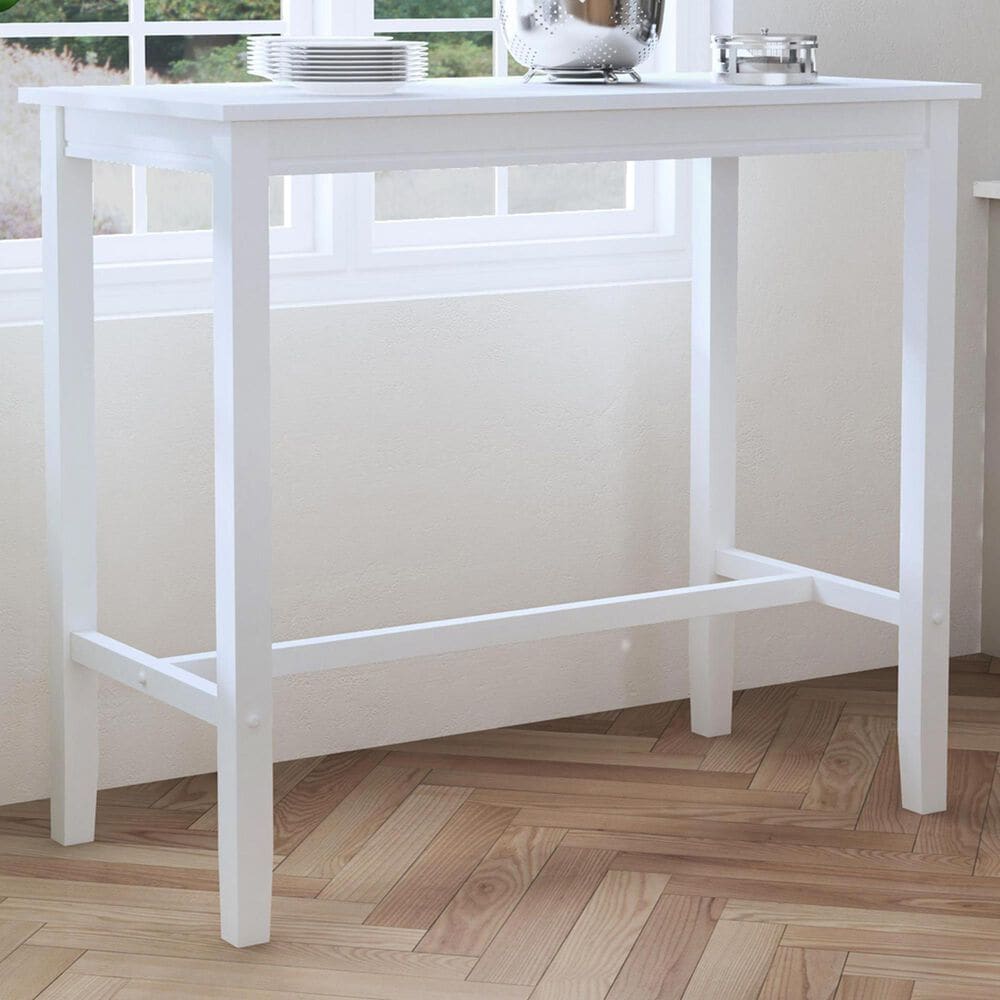 Linon Home Decor Claridge Bar Height Pub Table in Bright White - Table Only, , large