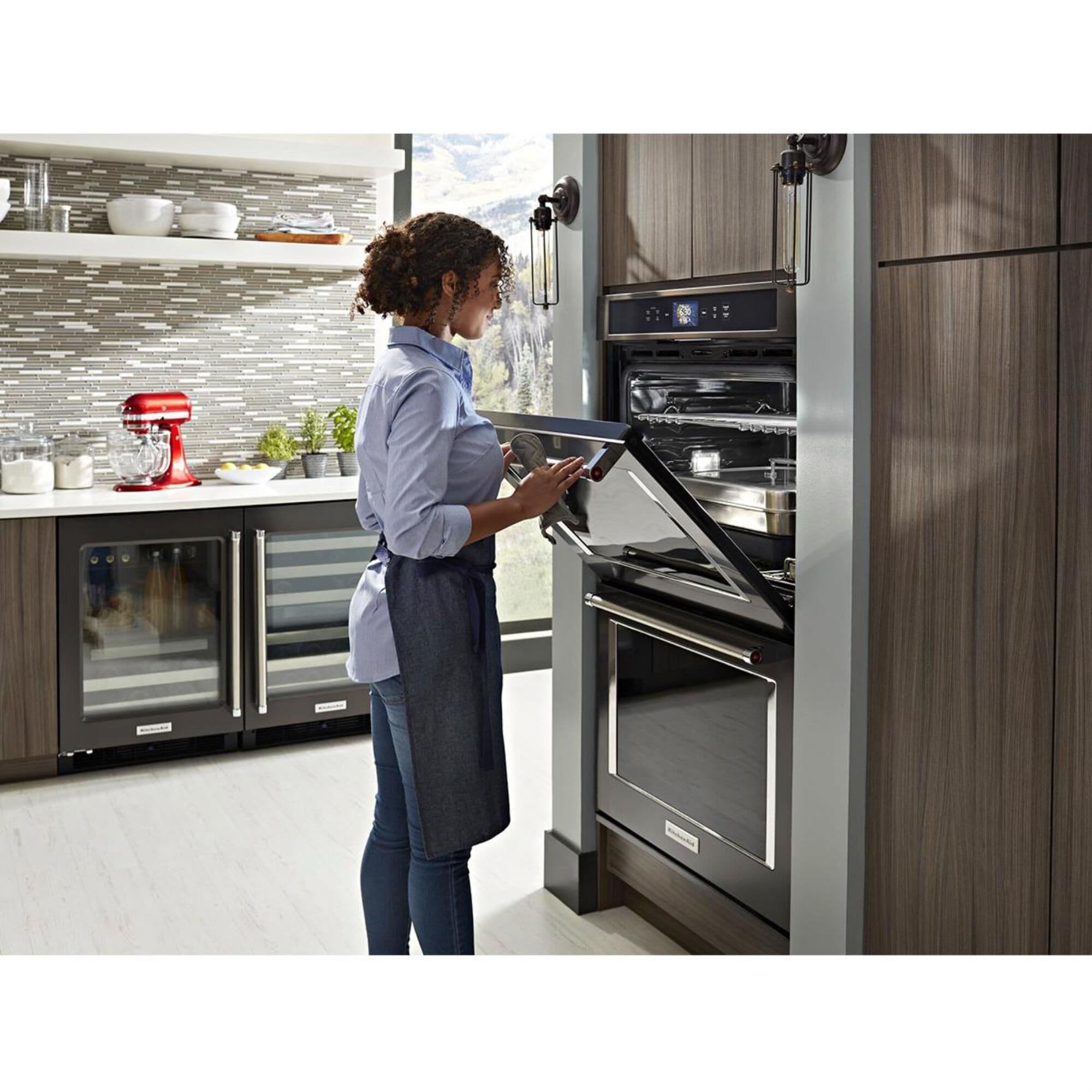 Kitchenaid black stainless double oven online