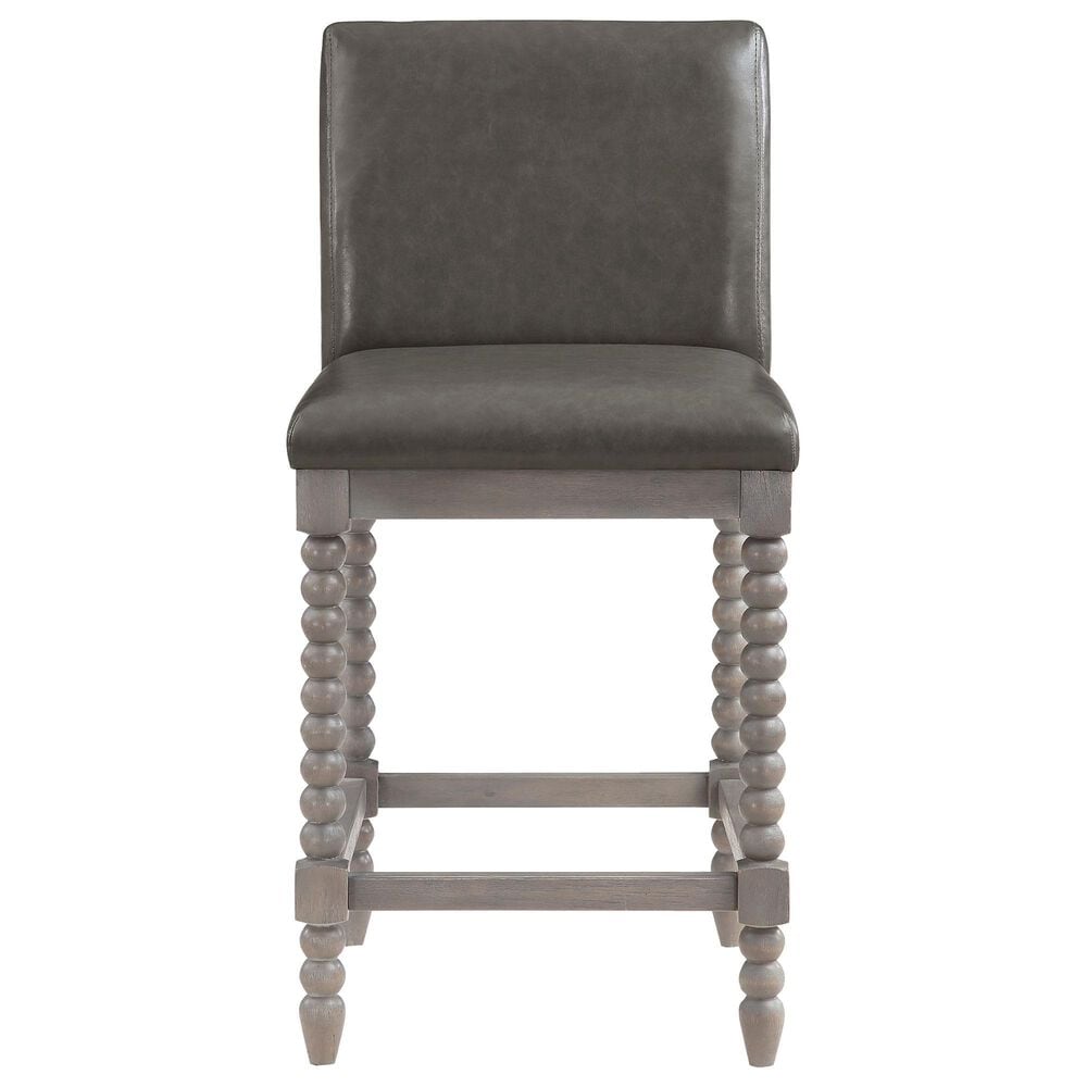 OSP Home Abbott 26&quot; Counter Stool with Pewter Cushion in Brushed Grey, , large