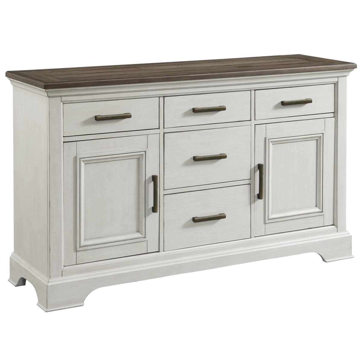 Hawthorne Furniture Drake Sideboard in Rustic White and French Oak