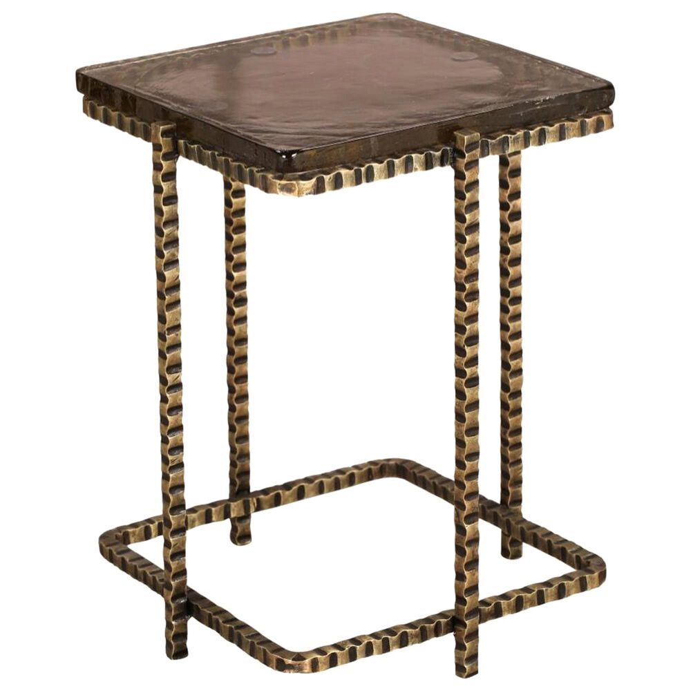 Vantara Home Heirloom Side Table in Antique Brass and Brown, , large