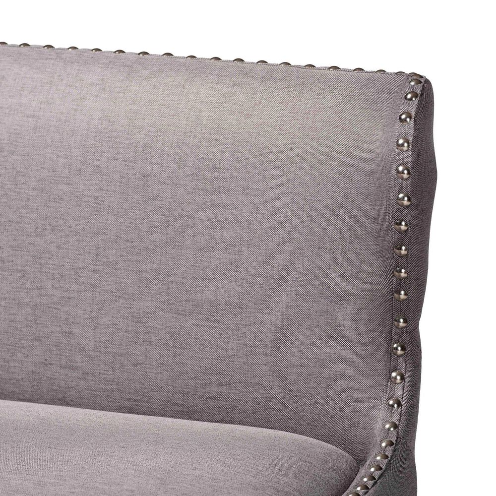 Baxton Studio Gradisca Bar Bench Banquette with Grey Cushion in Dark Walnut, , large