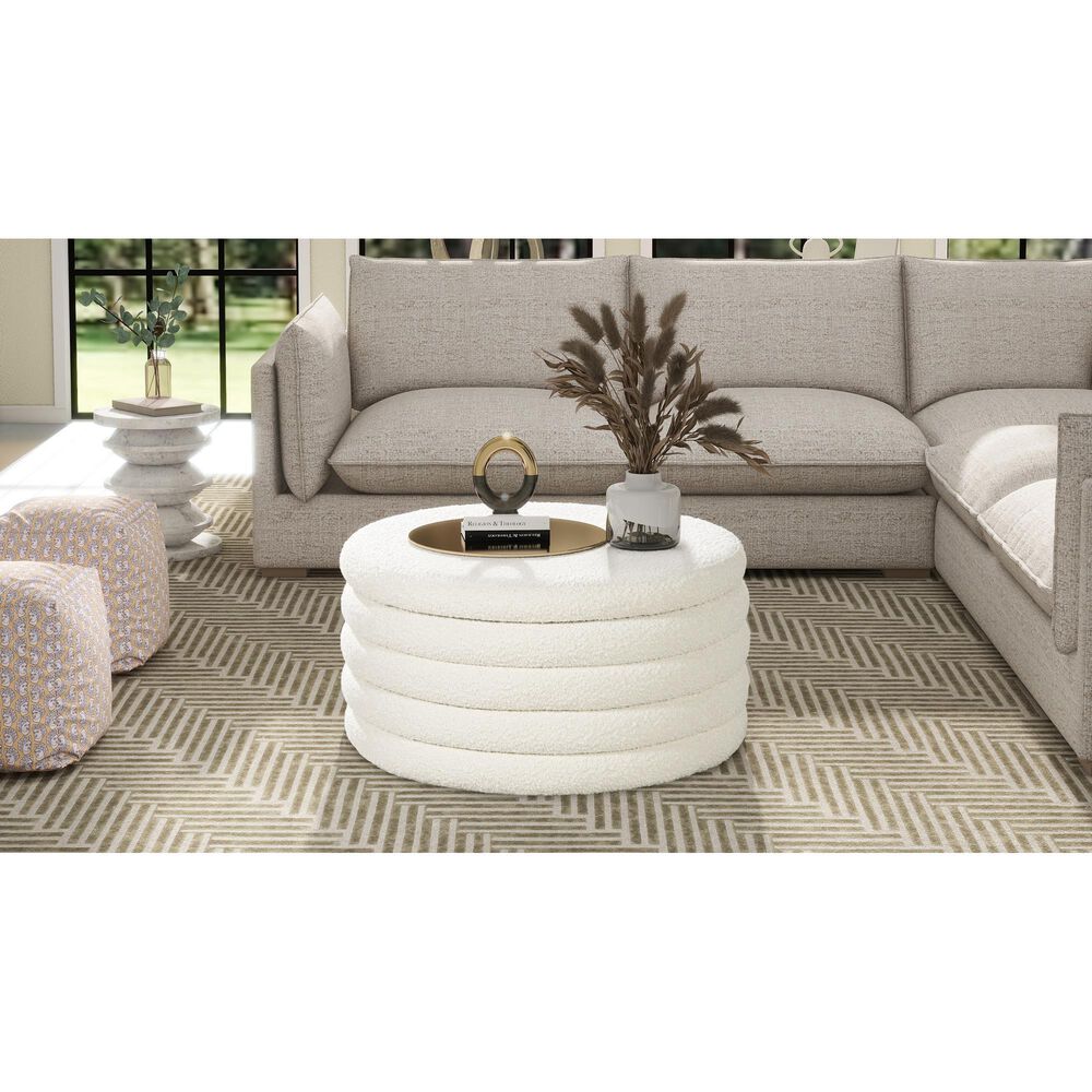 Jennifer Taylor Home Fuji Storage Ottoman in Ivory White, , large