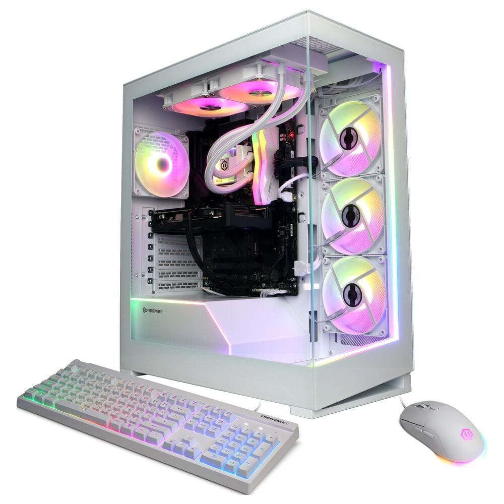 CyberPowerPC Gamer Supreme Gaming Desktop | AMD Ryzen 7 9700X - 32GB RAM - NVIDIA GeForce RTX 5060 Ti Graphics - 2TB SSD in White, , large