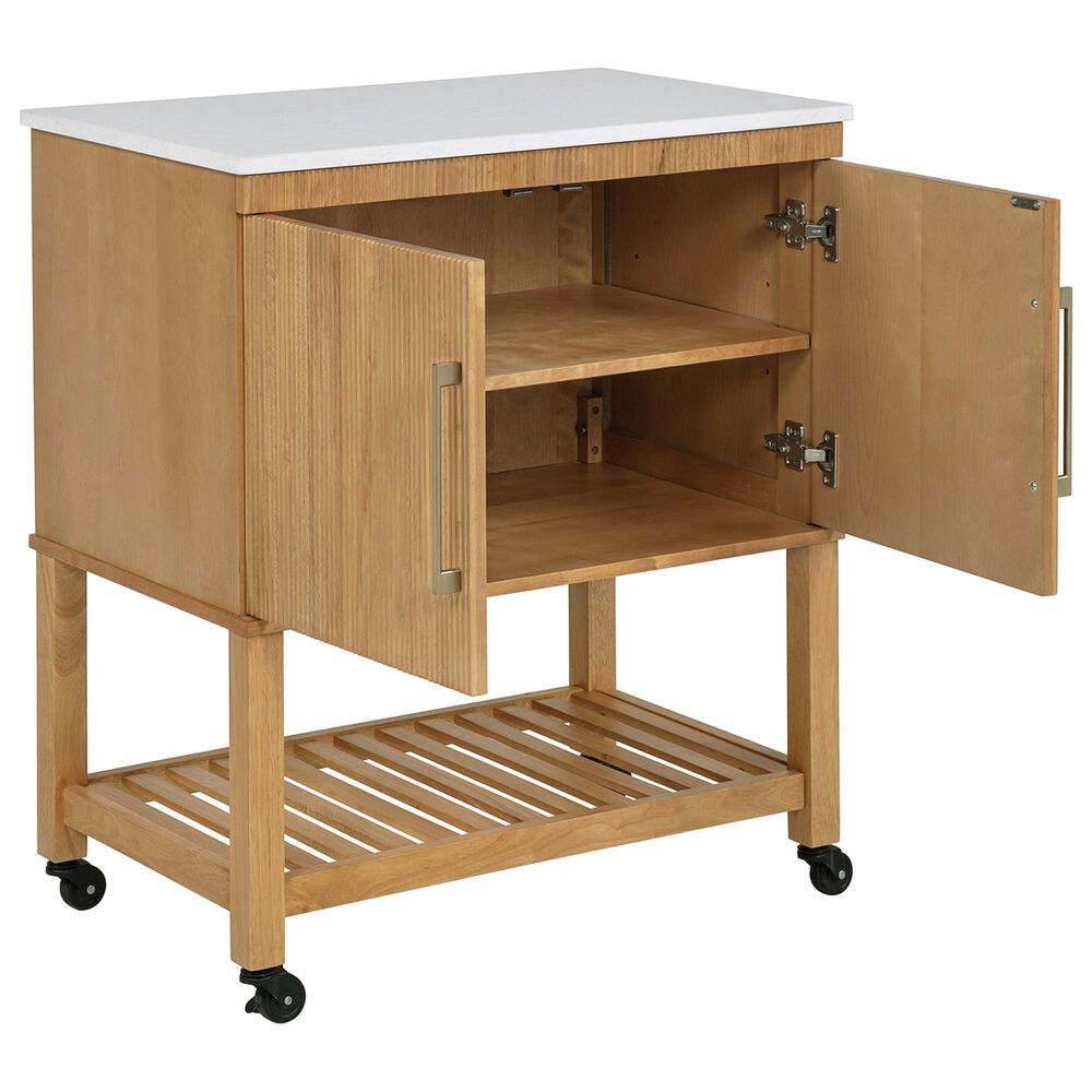 Linden Boulevard Poppy Kitchen Cart in Natural and White, , large