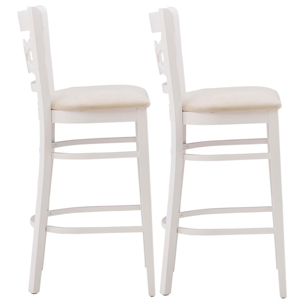 Linon Home Decor Teresa Bar Stool with Gray Cushion in White (Set of 2), , large