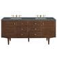 James Martin Vanities Amberly 72" Double Bathroom Vanity in Mid-Century Walnut with 3 cm Parisien Bleu Quartz Top and Rectangular Sinks, , large