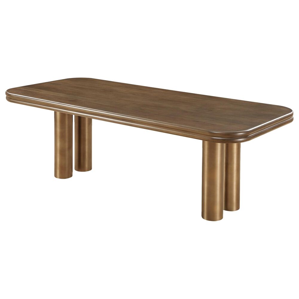 Urban Home Mataranka 7-Piece Rectangular Dining Set in Bistre and Brushed Golden Stainless Steel, , large