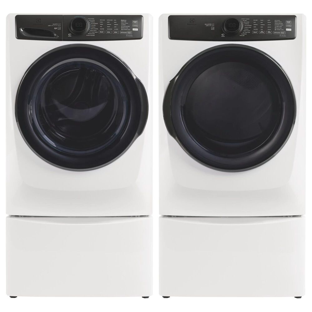 Electrolux 4.5 Cu. Ft. Front Load Washer and 8.0 Cu. Ft. Electric Dryer with Pedestal with Spacious Storage Drawer in Matte White, , large