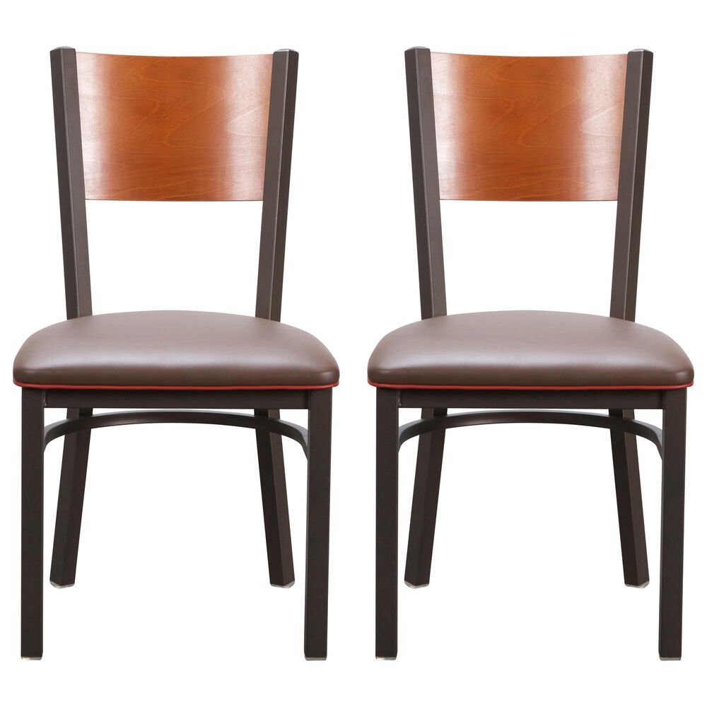 Linon Home Decor Elmer Side Chair in Brown and Medium Oak (Set of 2), , large