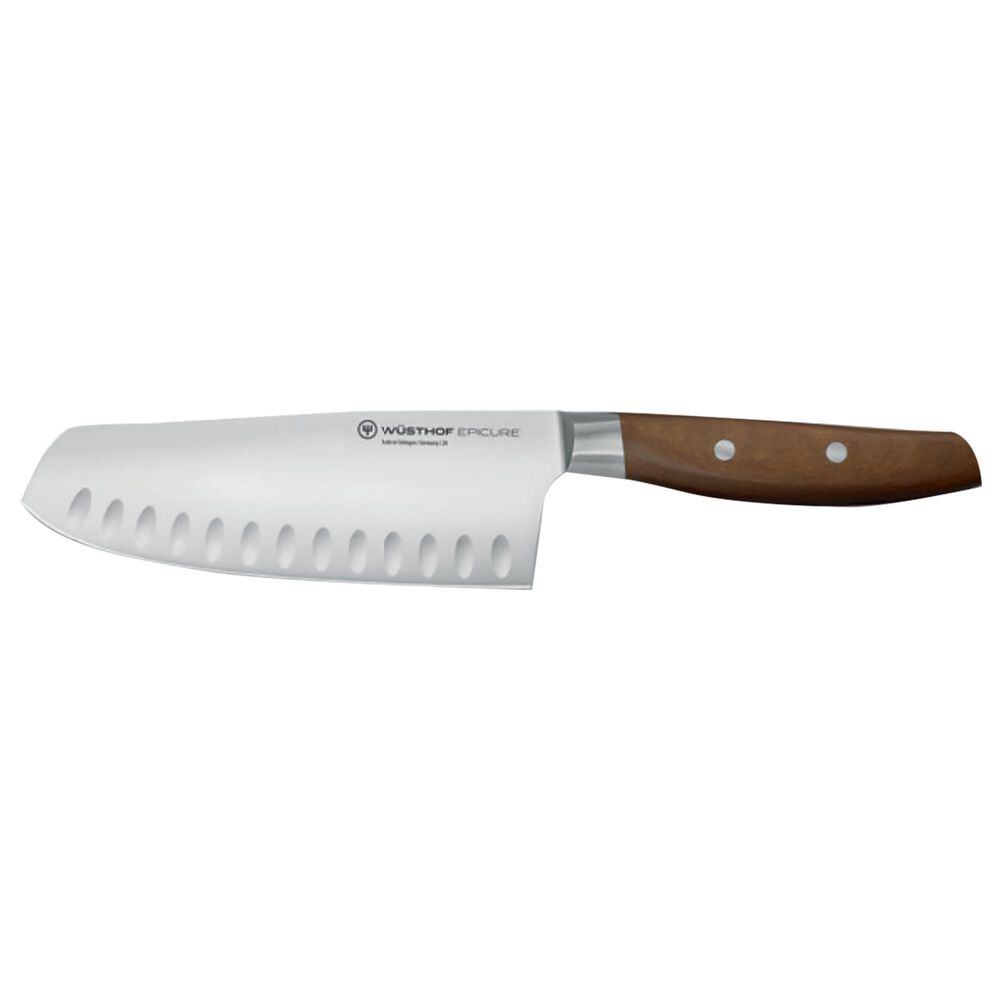 Wusthof Trident Epicure 7" Santoku with Hollow Edge Knife in Stainless Steel and Brown, , large
