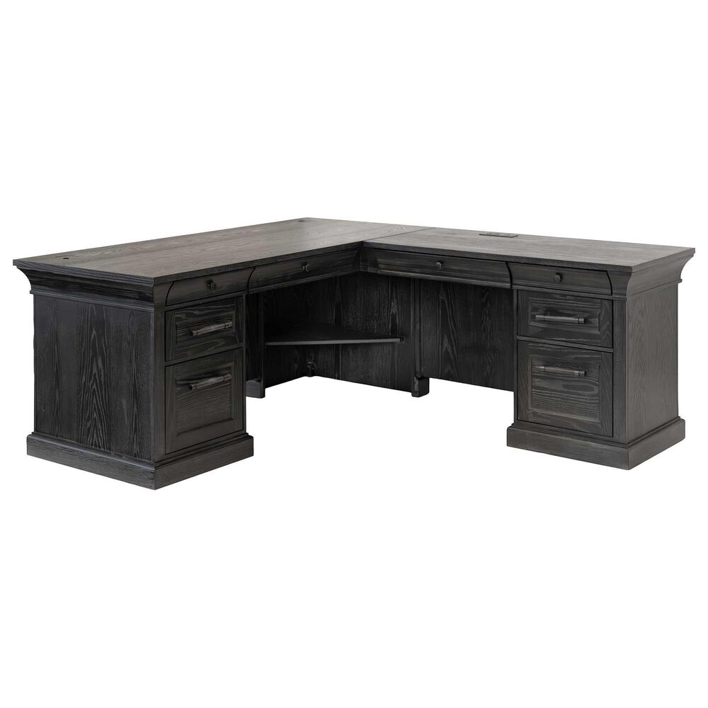 Wycliff Bay Willow Lane 5-Piece L-Shaped Desk with Bookcase, Ladder and Lateral File Cabinet Set in Ebony Black, , large