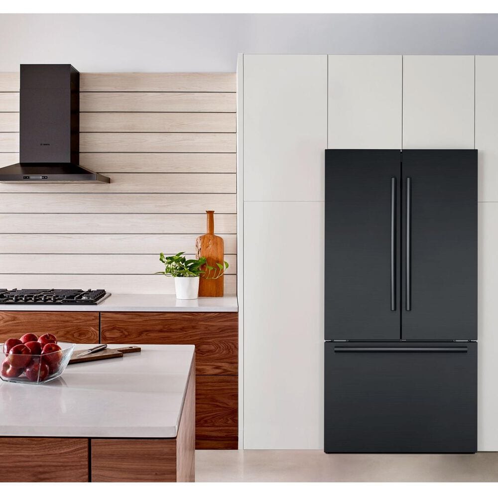 Bosch 36&quot; French Door Bottom Freezer in Black Stainless Steel, , large
