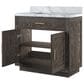 Lexora Home Abbey 36" Single Bathroom Vanity in Brown Oak with 2 cm White Carrara Marble Top and Rectangular Sink, , large