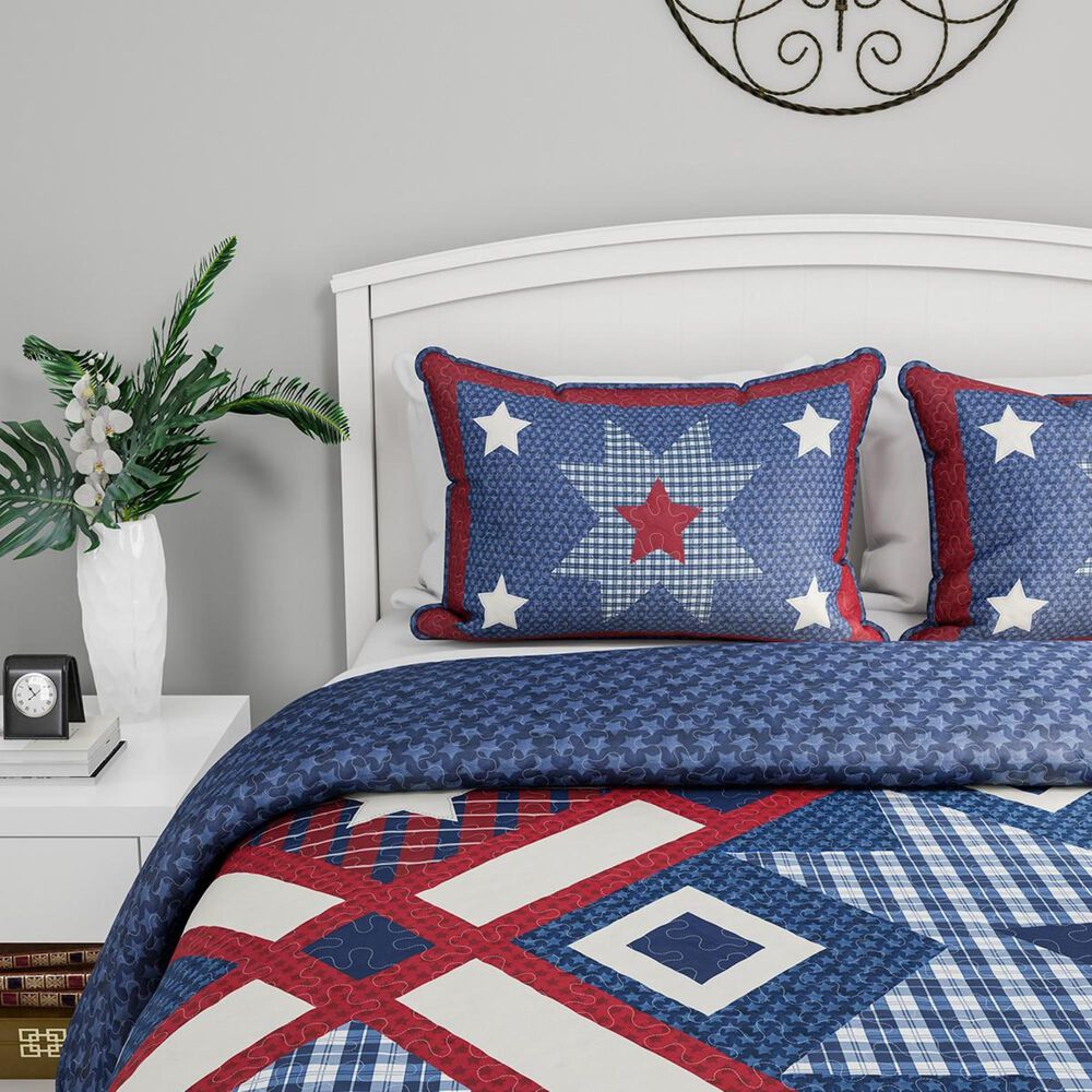 Timberlake Lavish Home 3-Piece Full/Queen Homestead Quilt Set in Red, White, Blue, , large