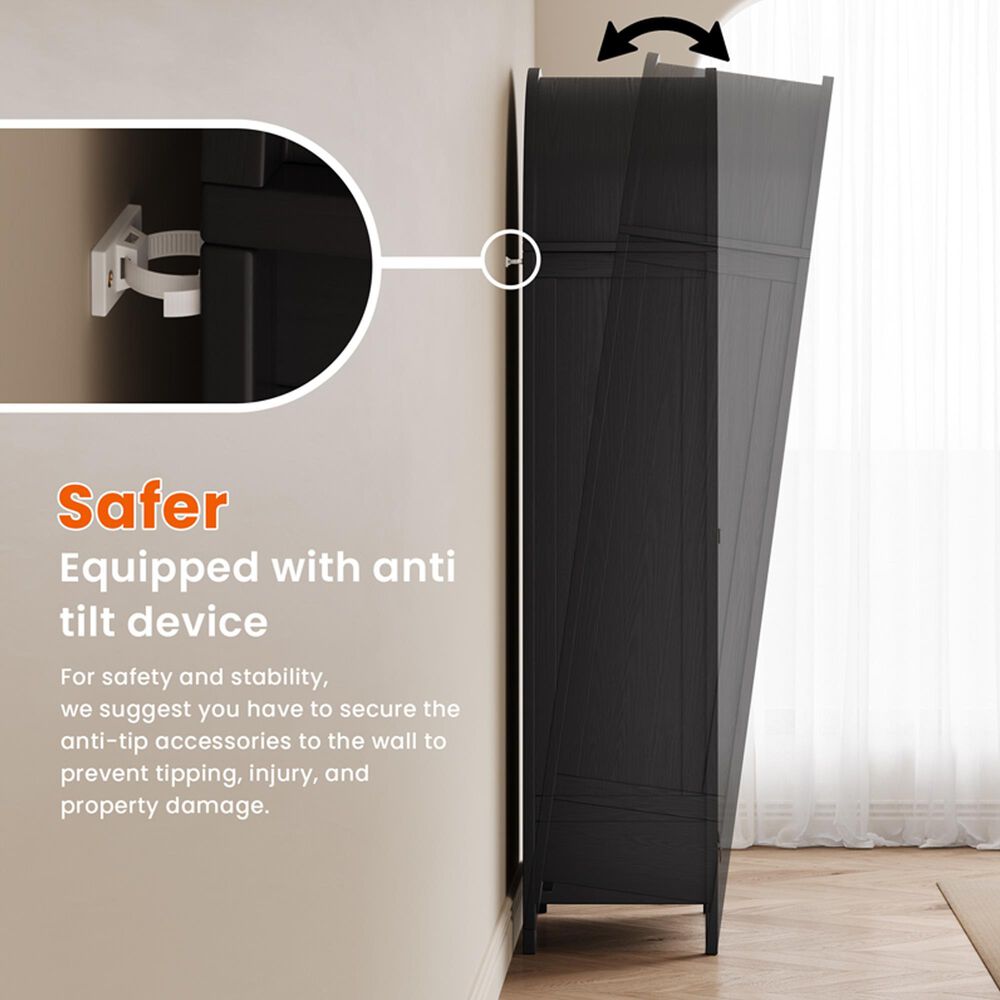 HOMLUX Arched Storage Cabinet with LED Induction Lights in Black, , large