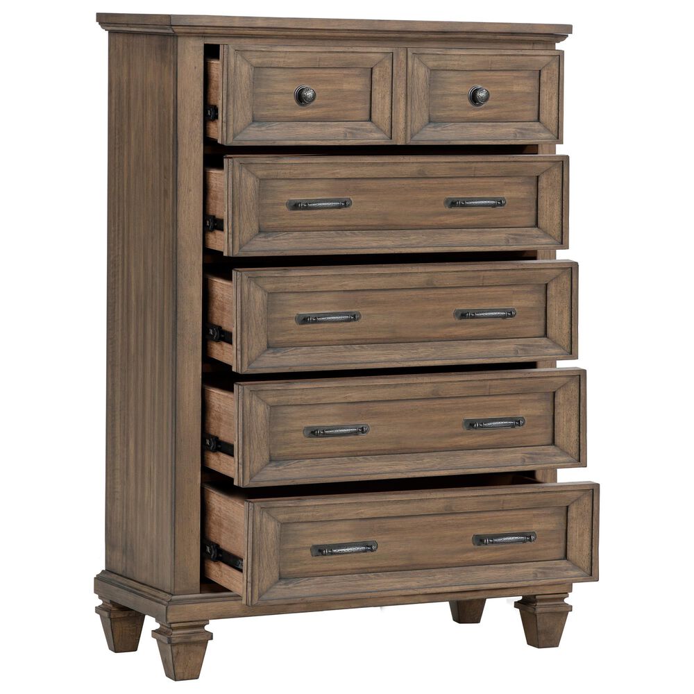New Heritage Mariana 5 Piece Queen Bedroom Set in Vintage Mocha with Panel Bed, Dresser, Mirror, Nightstand and Chest, , large