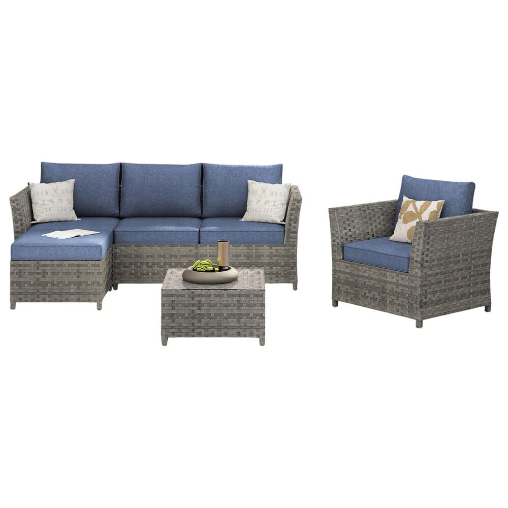 HOMLUX 6-Piece Patio Conversation Set in Denim Blue, , large